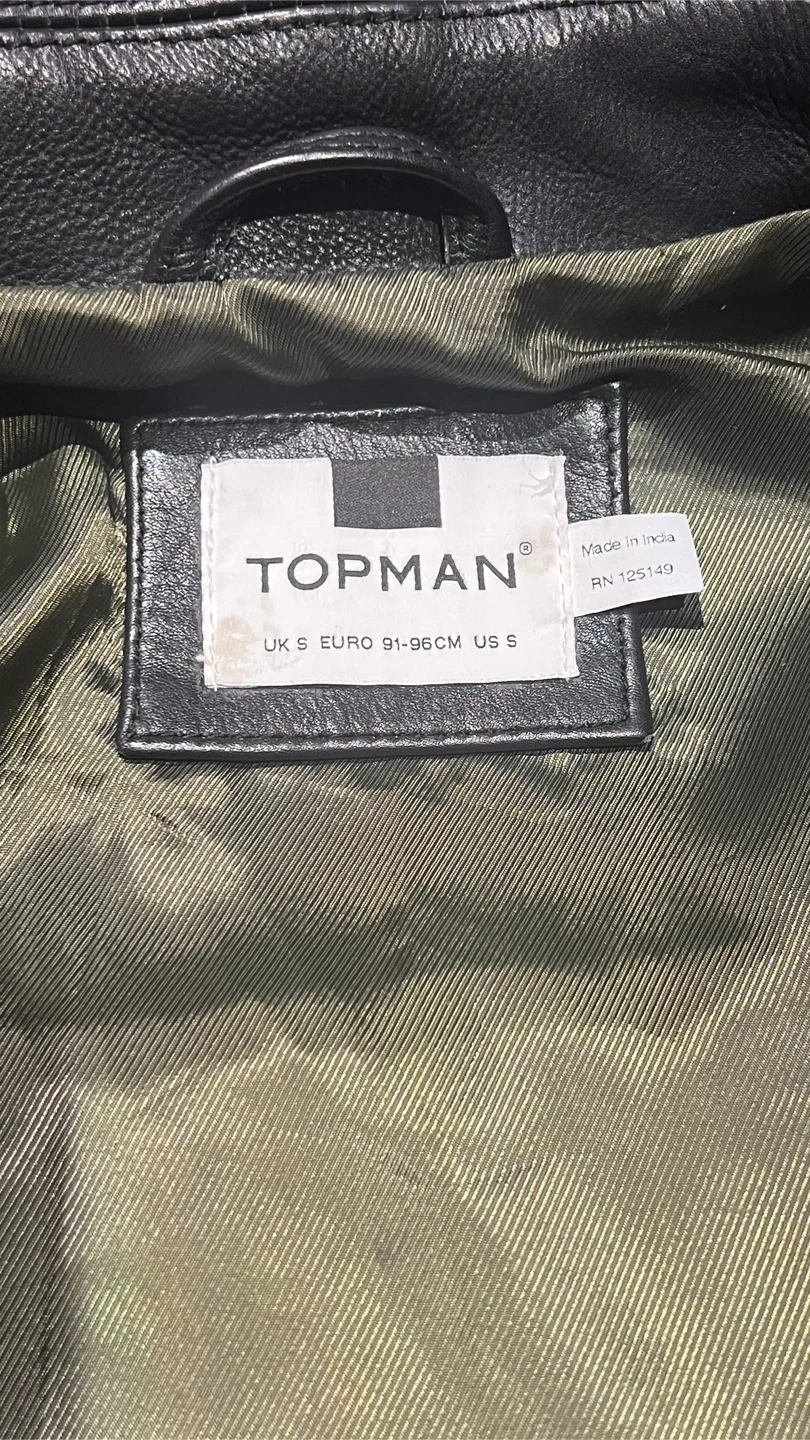 Topman Black Leather "Too Rare To Die" Biker Jacket Size S - photo 5