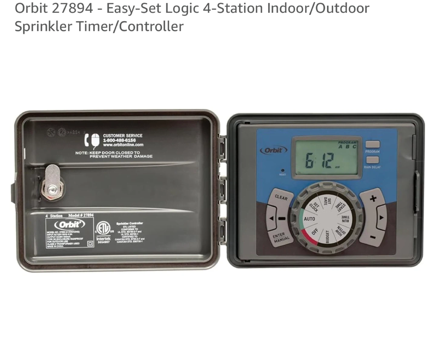 Orbit 27894 Easy-Set Logic 4-Station Sprinkler Timer