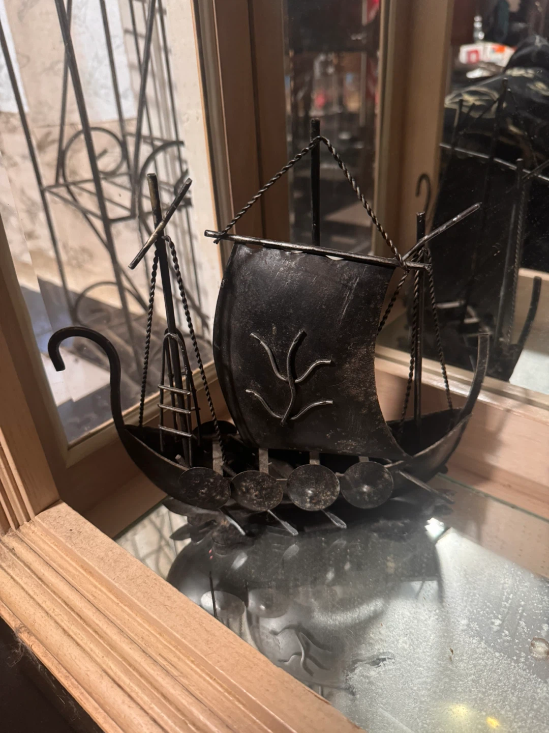 Black Metal Viking Ship Model