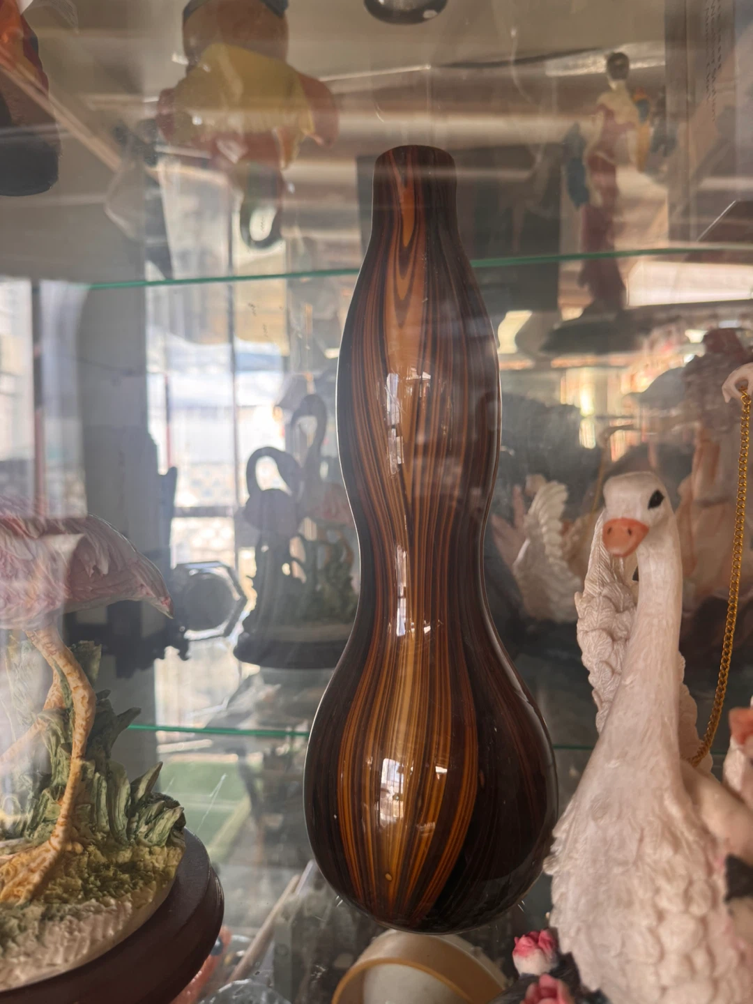 Brown and Orange Striped Glass Vase