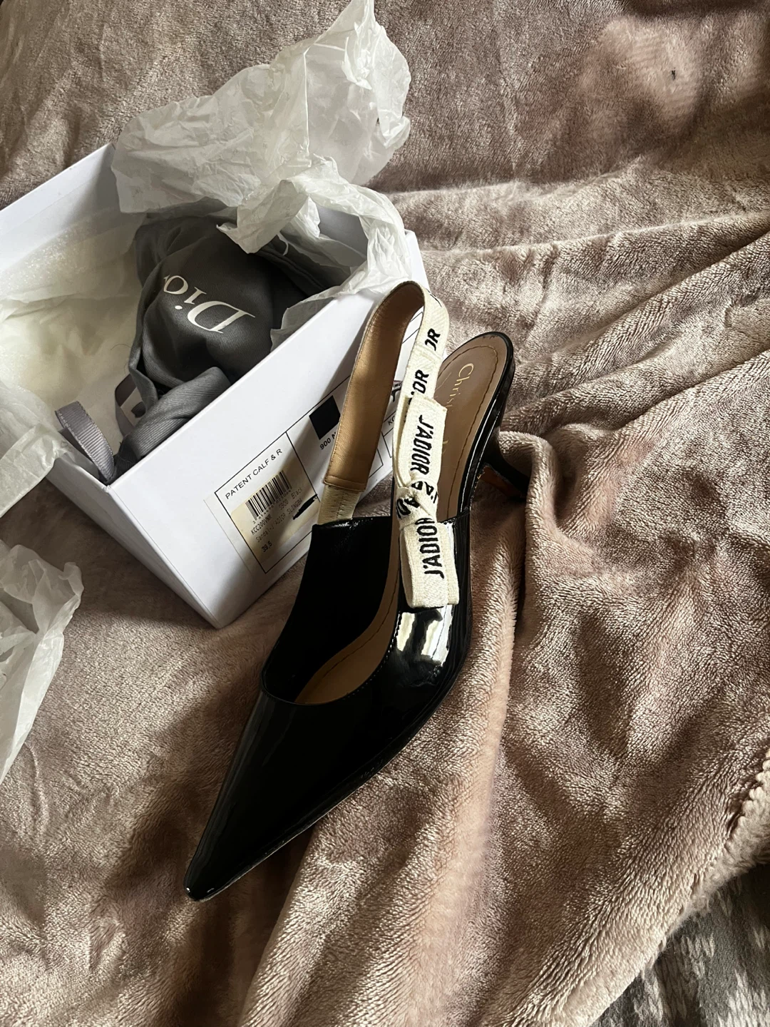 Dior J'Adior Slingback Heels Black Patent Calf Size 39.5 - photo 2