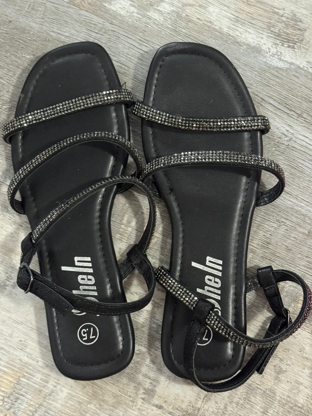 Black sparkly sandals size 7.5