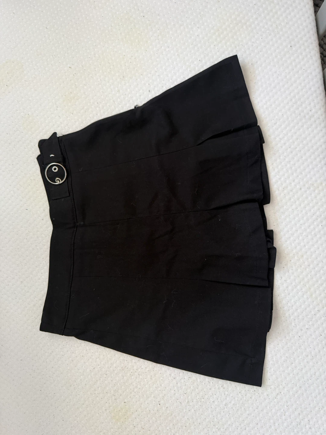 Bershka Black Pleated Mini Skirt with Buckle Detail