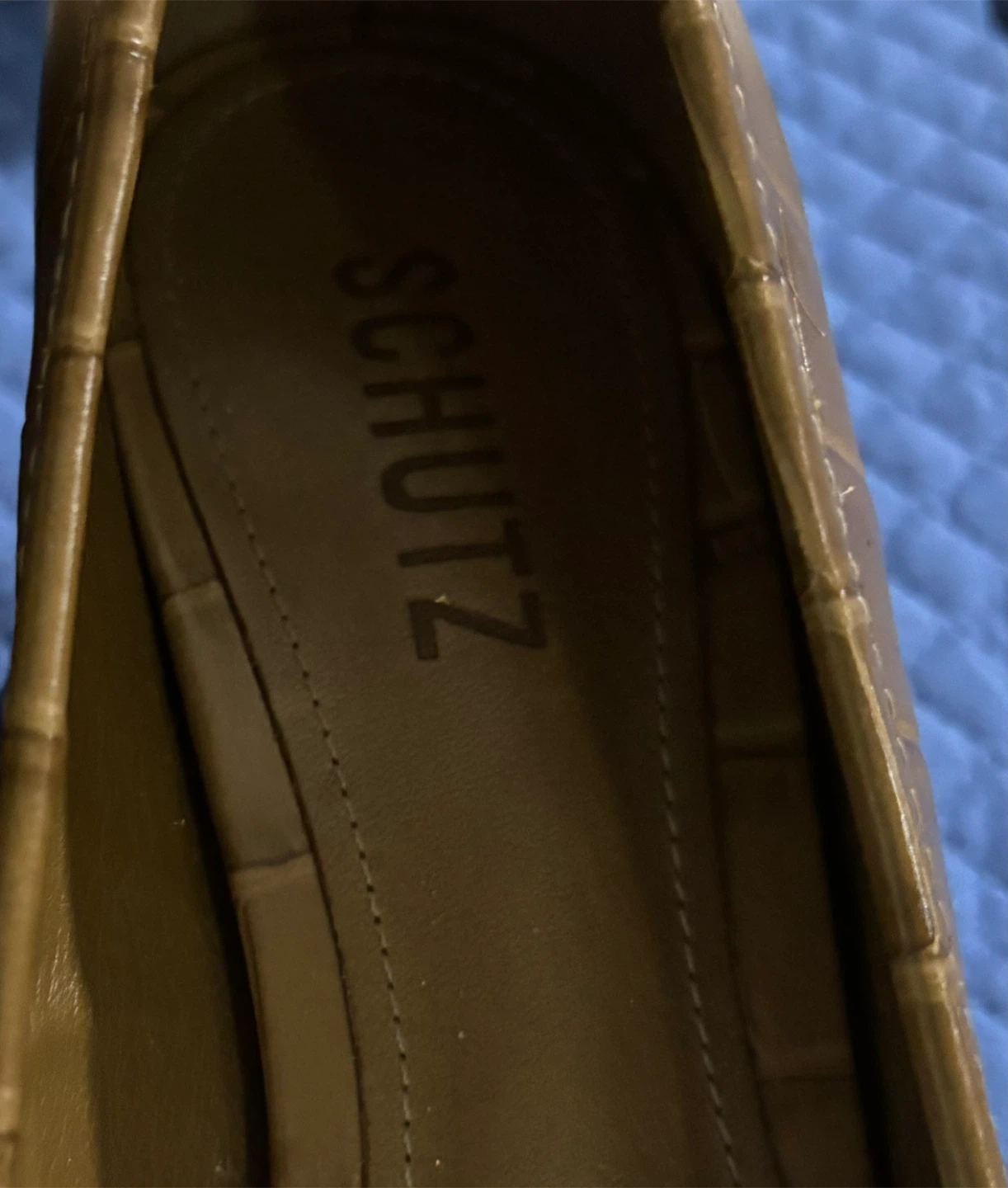 NEW-Classy Schutz Arissa Block Wide Croco Leather Heels Size 7B - photo 3