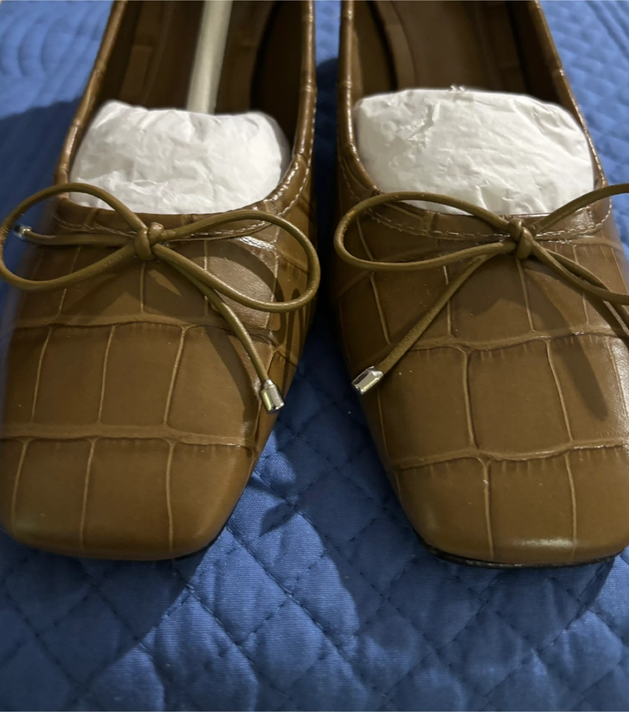 NEW-Classy Schutz Arissa Block Wide Croco Leather Heels Size 7B