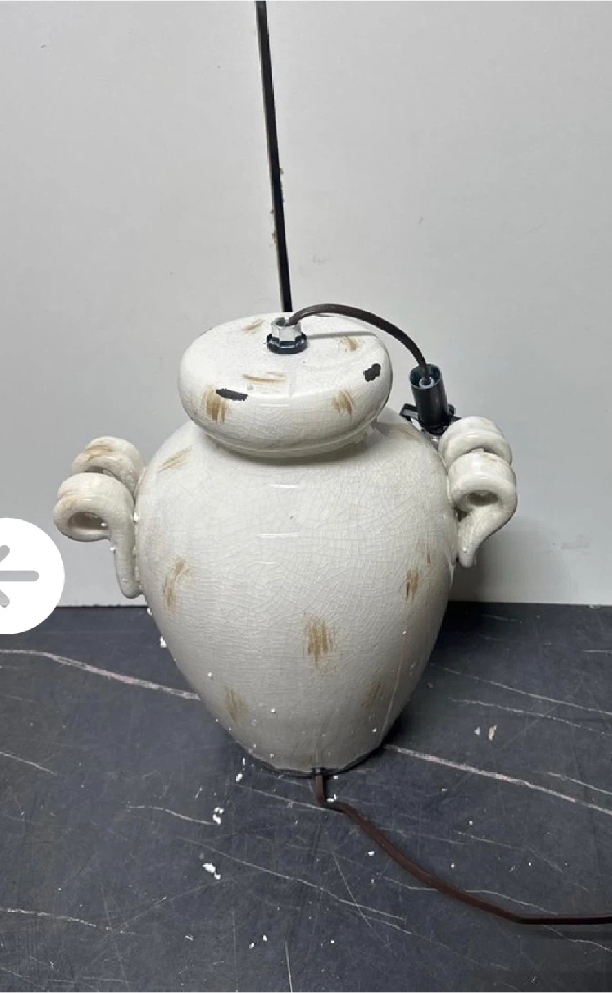 Vintage Ceramic Vase Table Lamp with Beige Shade - photo 5