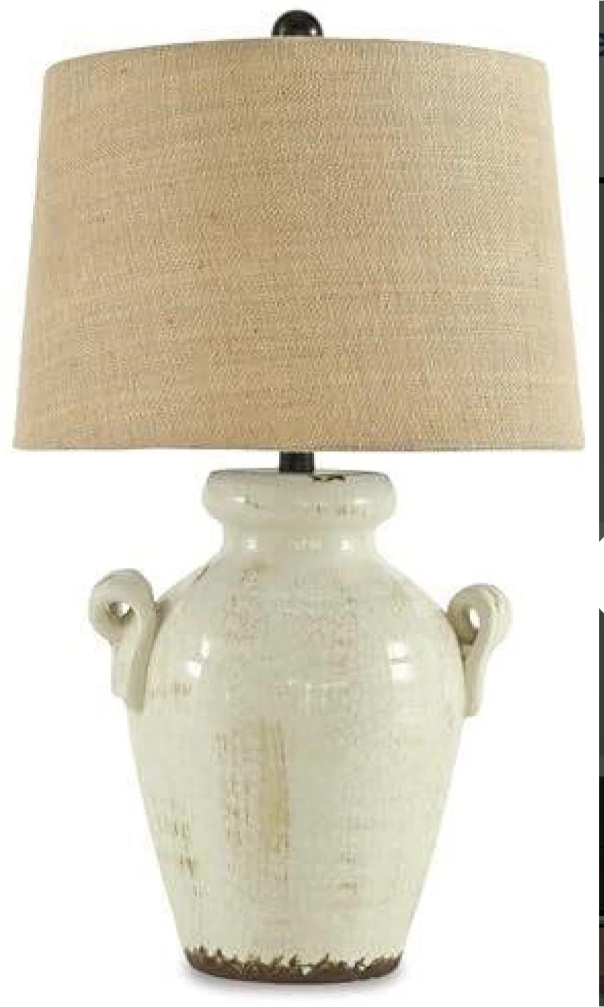 Vintage Ceramic Vase Table Lamp with Beige Shade - photo 2