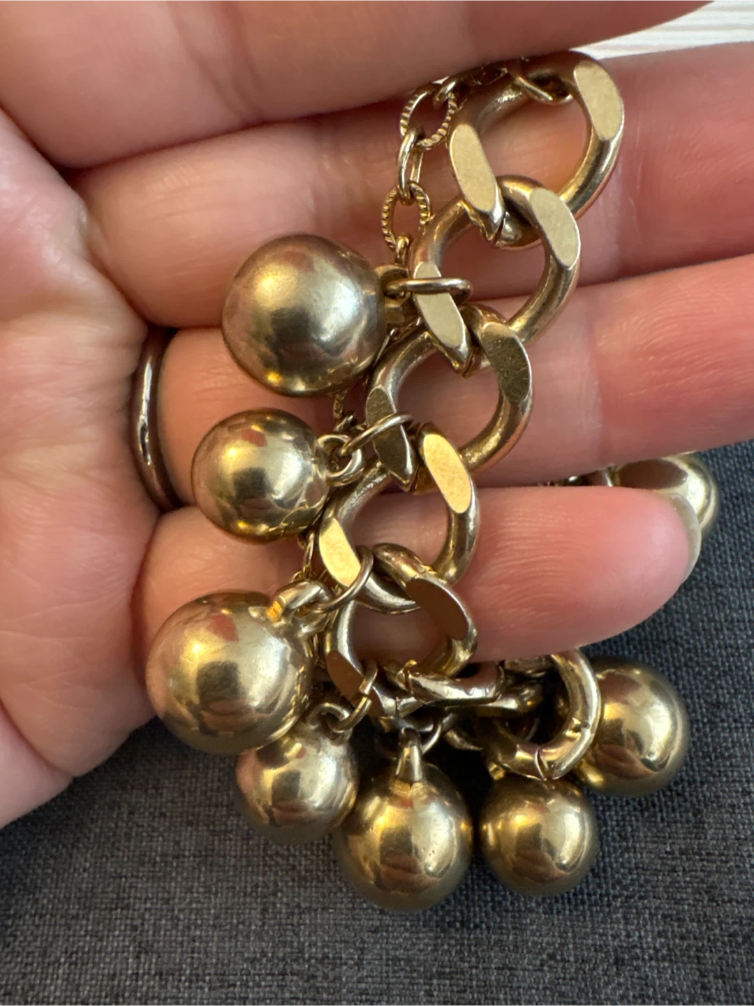 Vintage Gold Tone Charm Bracelet with Ball Charms - photo 2