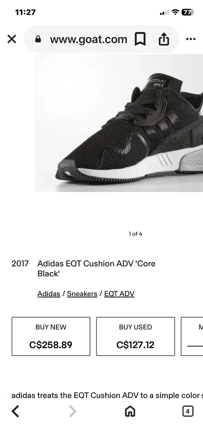 Adidas EQT Cushion ADV Core Black Shoes - Size 8 UK - photo 2