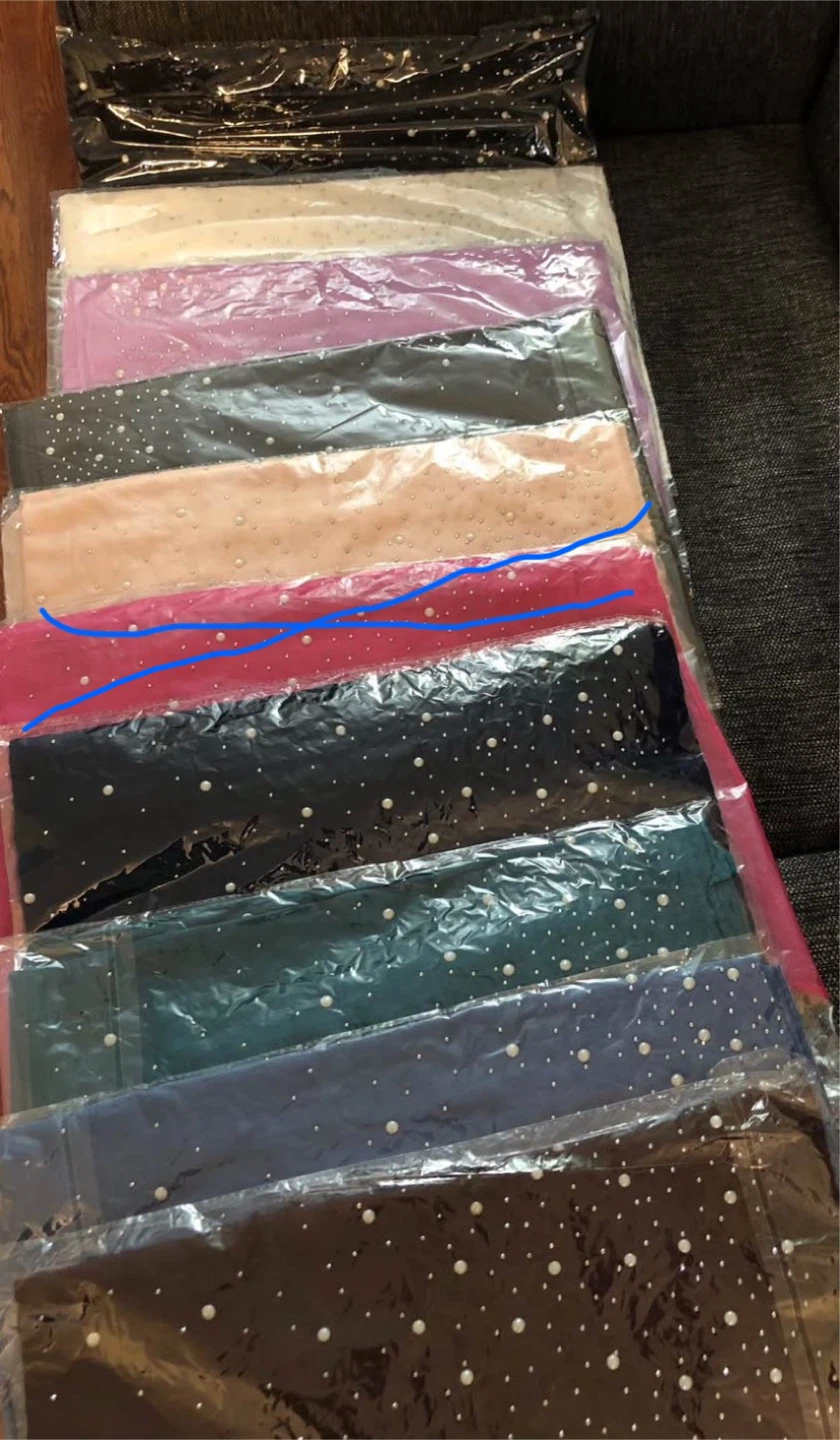 Thin, Teal Hijab/Shawl/Scarf/Dupatta with Sparkly Pearl Details - photo 2