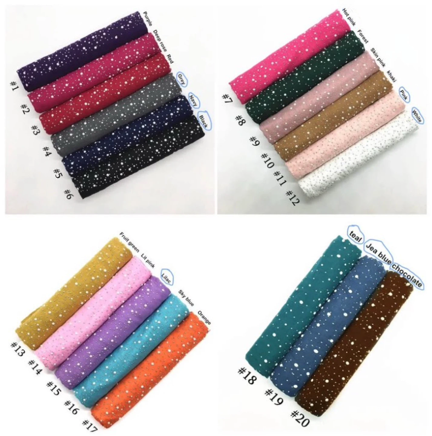 Thin, Teal Hijab/Shawl/Scarf/Dupatta with Sparkly Pearl Details - photo 3