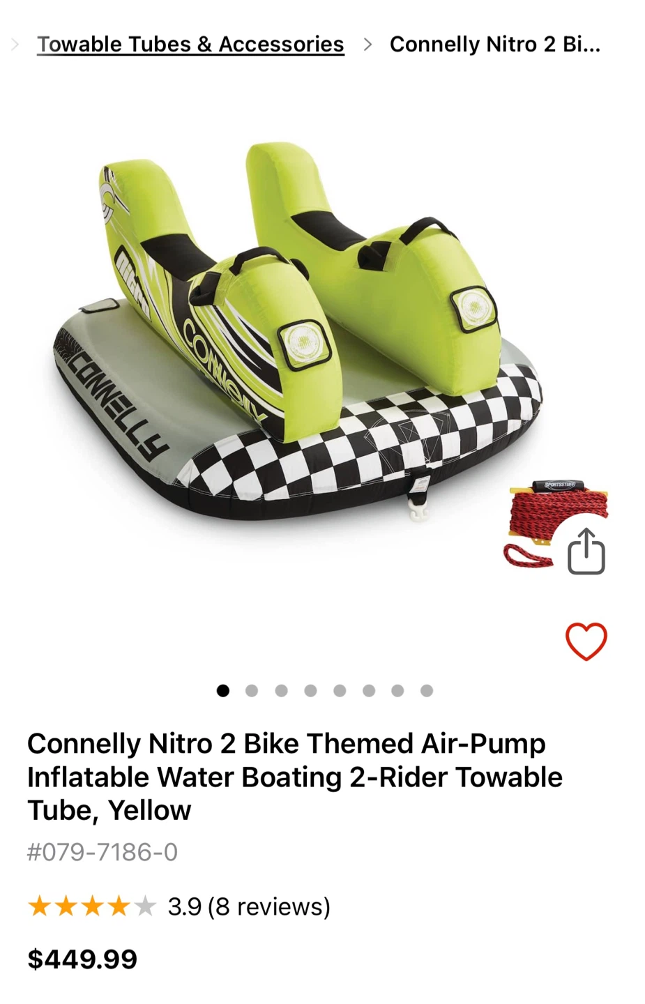 Connelly Nitro 2 Bike Themed Water Towable Tube - Yellow - photo 2