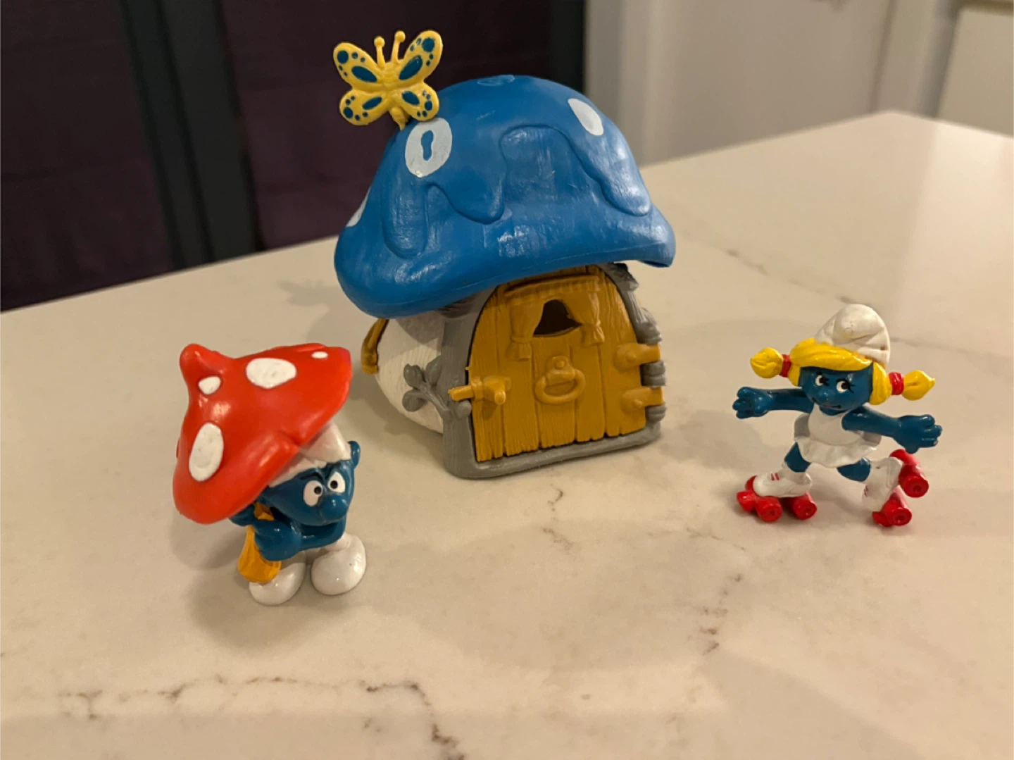 Vintage Schleich Smurf Mushroom Cottage House & Figurines - photo 5