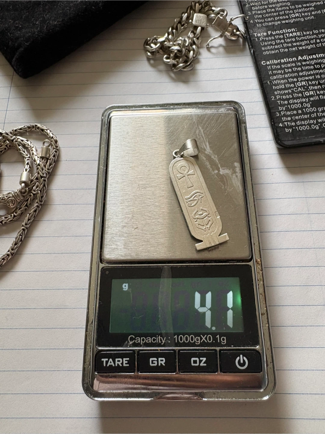 Sterling Silver Egyptian Hieroglyph Pendant