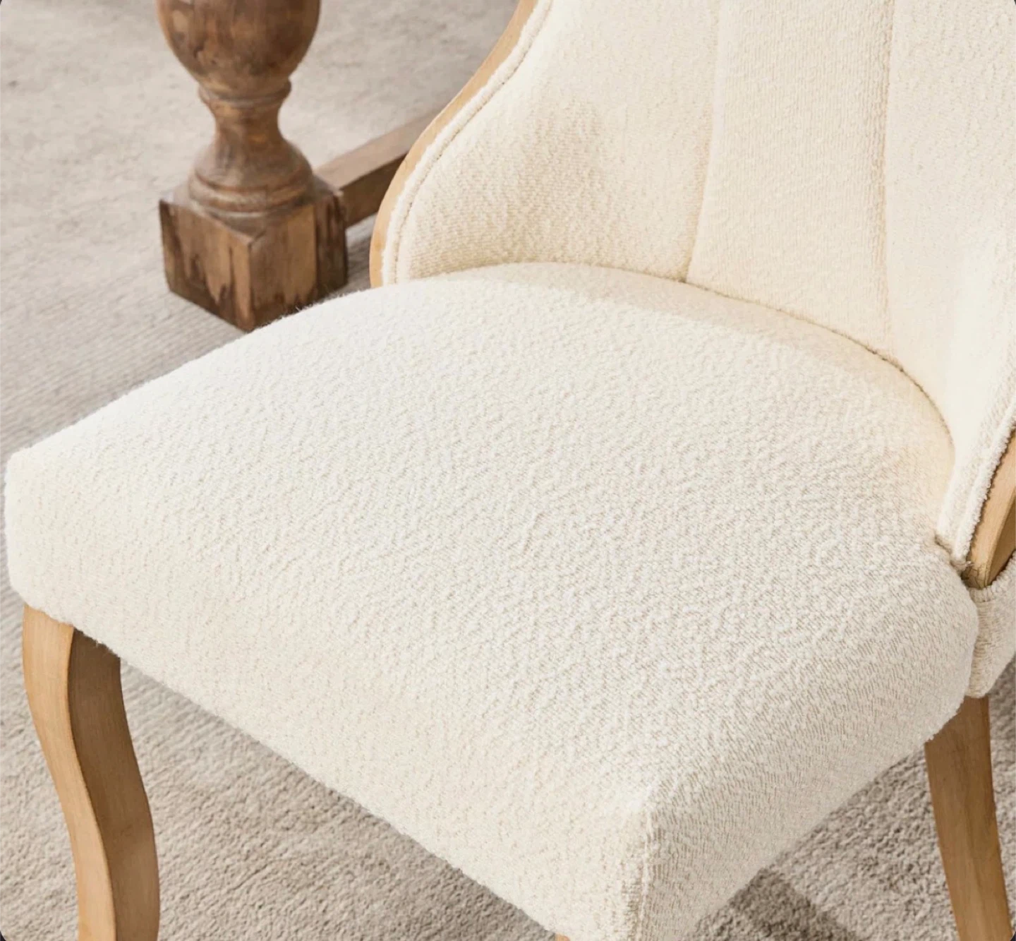 Set of 2 Boucle Upholstered Dining Chairs - photo 2