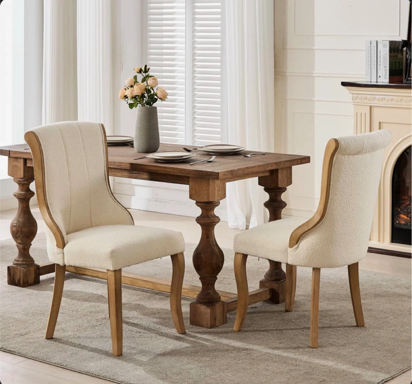 Set of 2 Boucle Upholstered Dining Chairs - photo 5