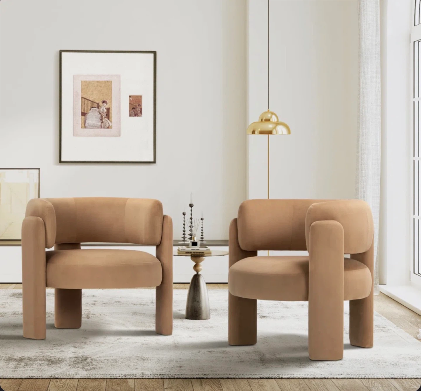 Wrought Studio 33" Half Barrel Accent Chair - Khaki Velvet - photo 4