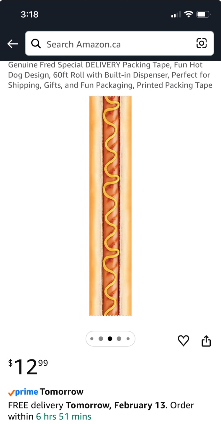 Fred Special Delivery Hot Dog Packaging Tape - 60ft Roll