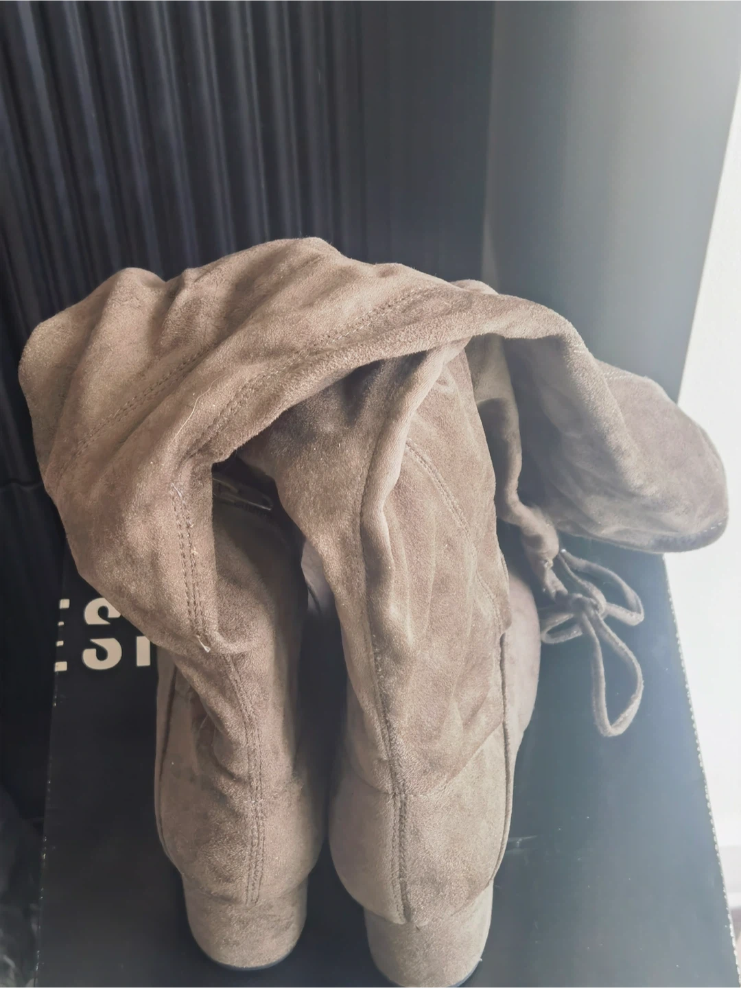 Brown Suede-like Slouch Boots size US7.5 length 62cm - photo 3