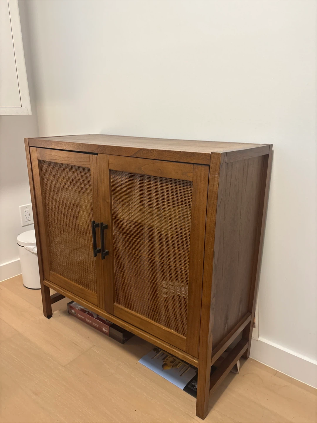 Wooden Cabinet with Rattan Doors
