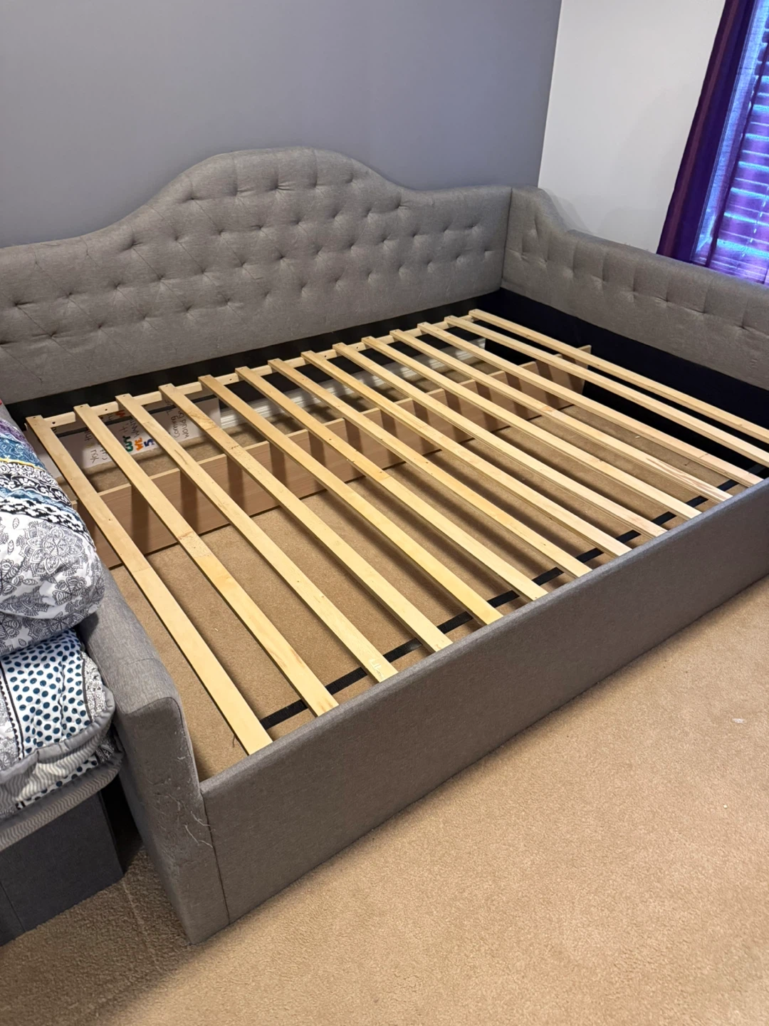 Grey Tufted Daybed Frame