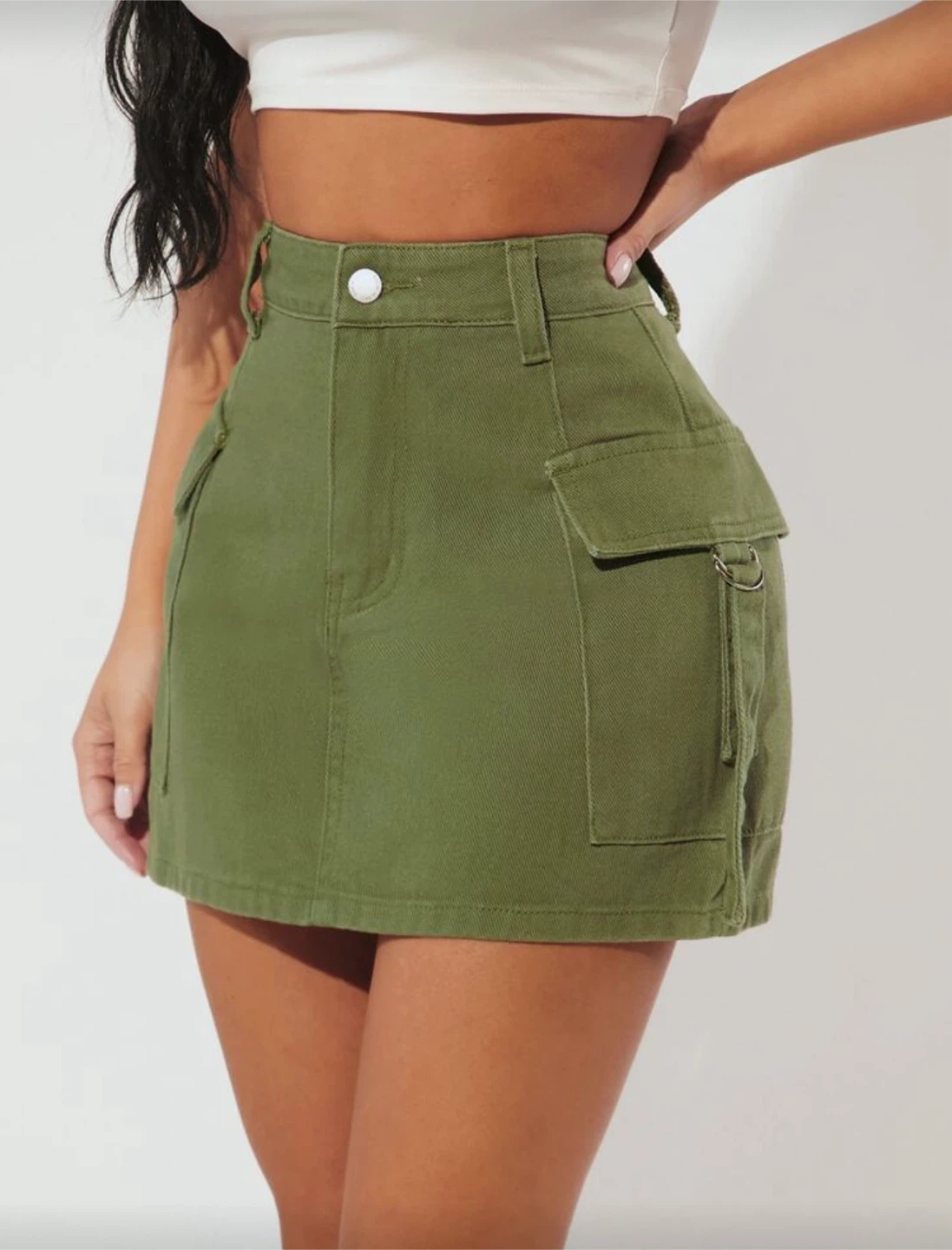 Green Cargo Mini Skirt