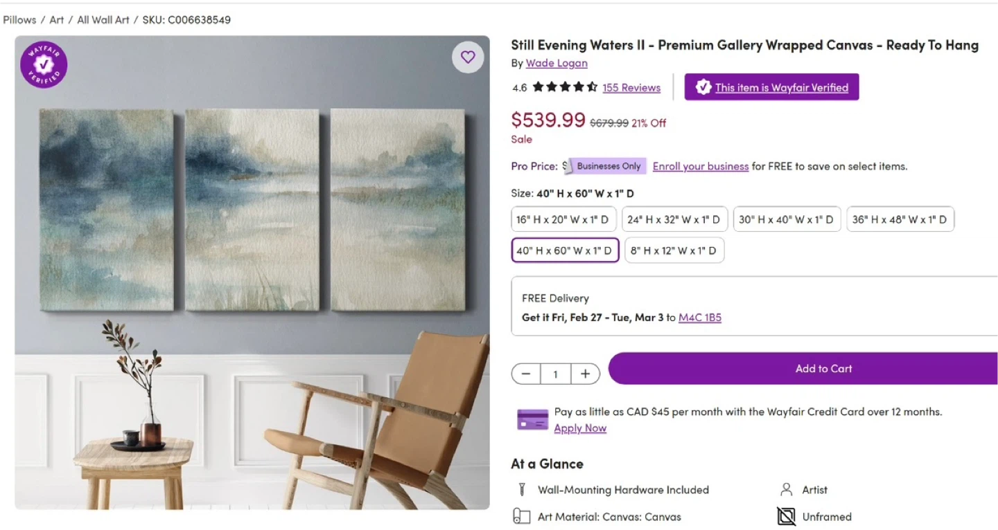 GIANT 3-Piece Wayfair Wall Art - Still Evening Waters II - photo 4