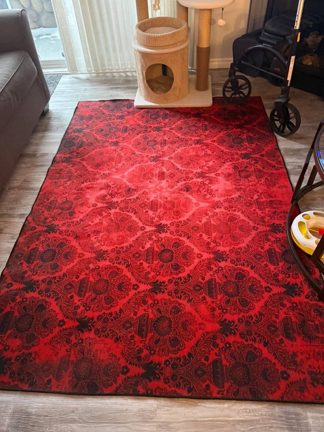 Red and Black Patterned Area Rug