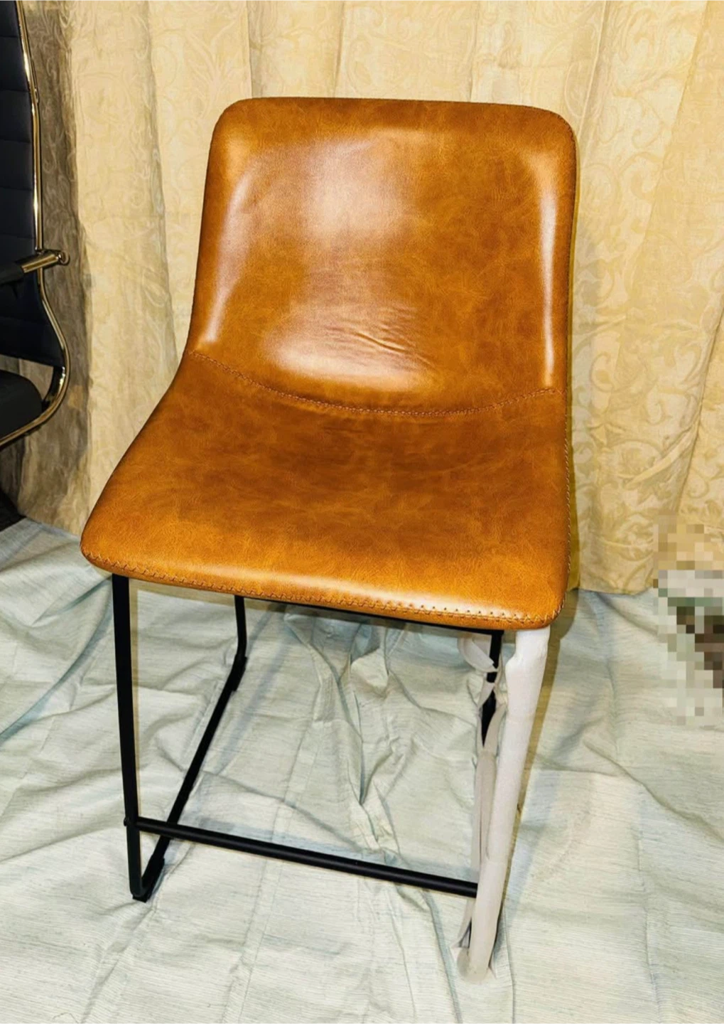 Tan Faux Leather Bar Stool - 26" Seat Height “$70 for two” - photo 5
