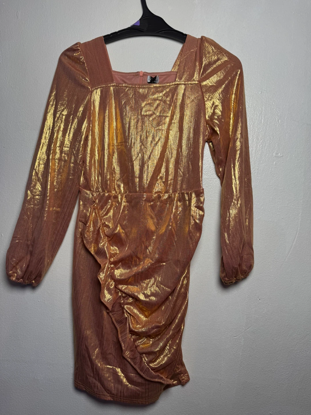 Unique & Unscripted Rose Gold Metallic Dress