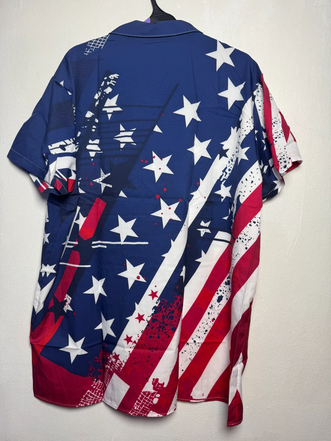 Ouku Men's USA Flag Print Short Sleeve Button-Up Shirt XXL - photo 2