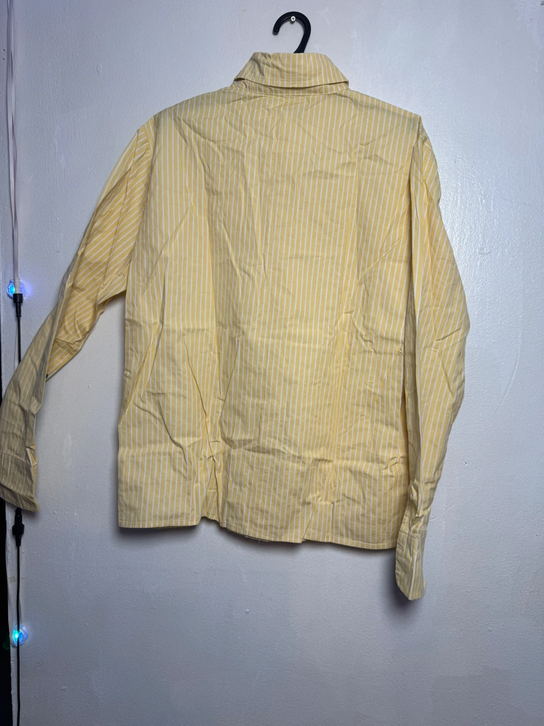 Yellow Striped Cotton Shirt and Shorts Set - Size M - photo 3