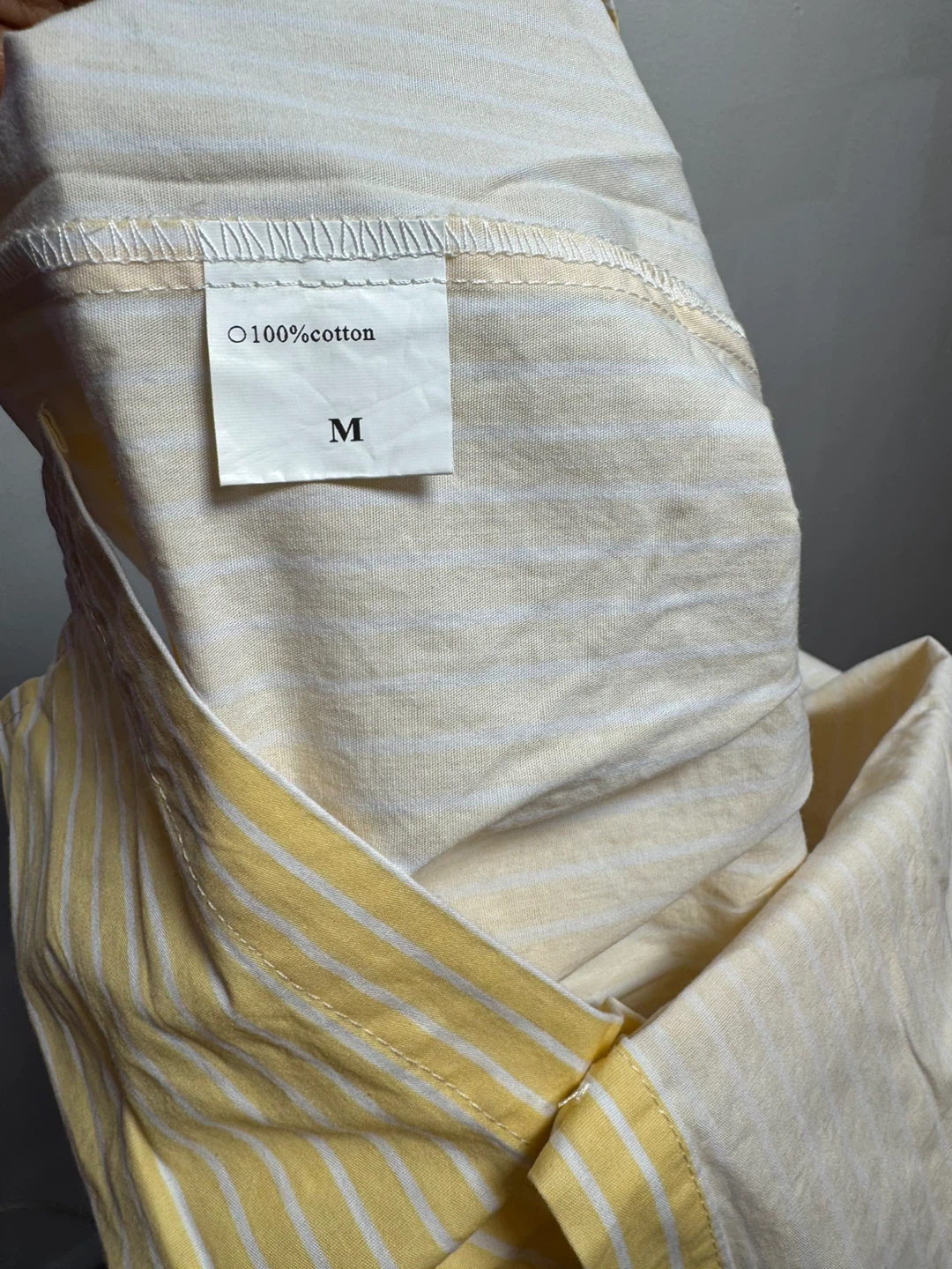 Yellow Striped Cotton Shirt and Shorts Set - Size M - photo 4