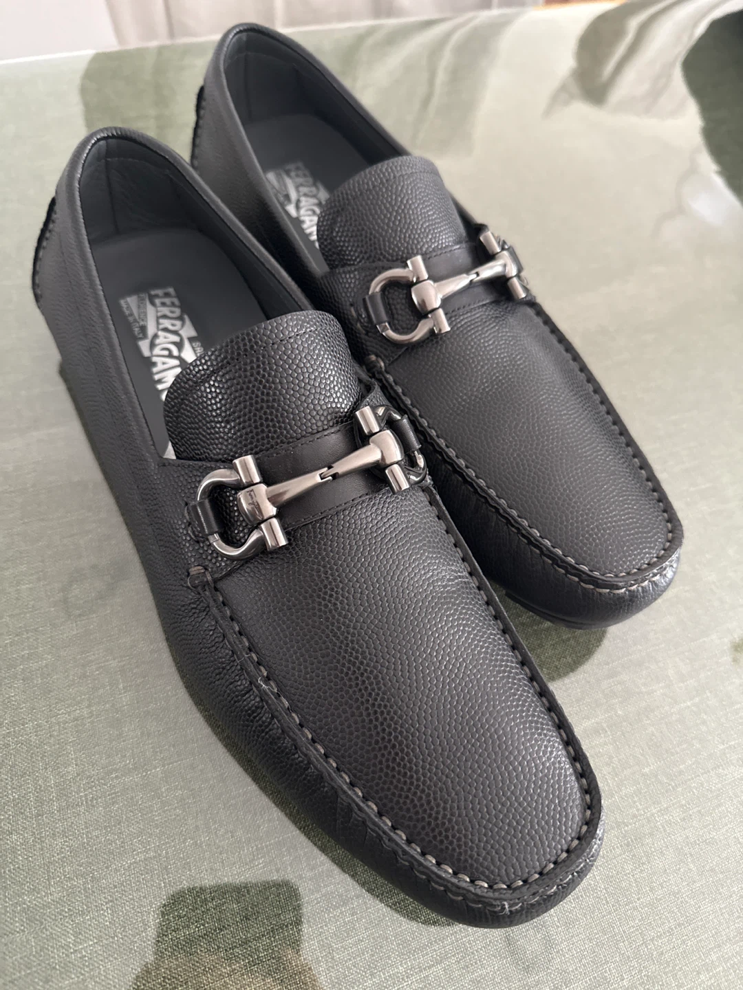 Salvatore Ferragamo Black Leather Loafers NEW NO BOX