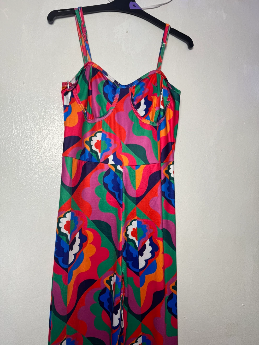 Vintage 70s Style Jumpsuit - Colorful Abstract Print - photo 2