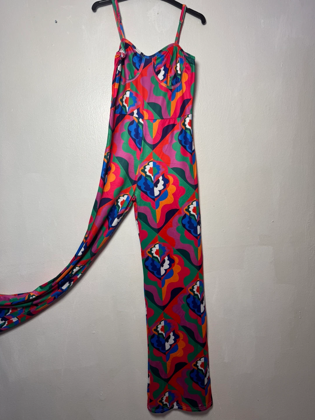 Vintage 70s Style Jumpsuit - Colorful Abstract Print