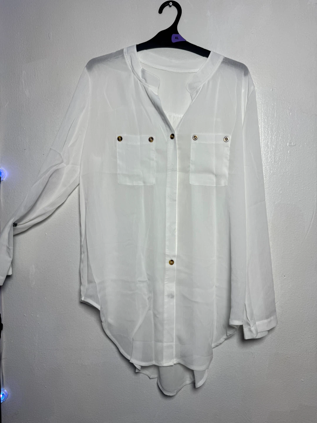 White Polyester One Size Blouse