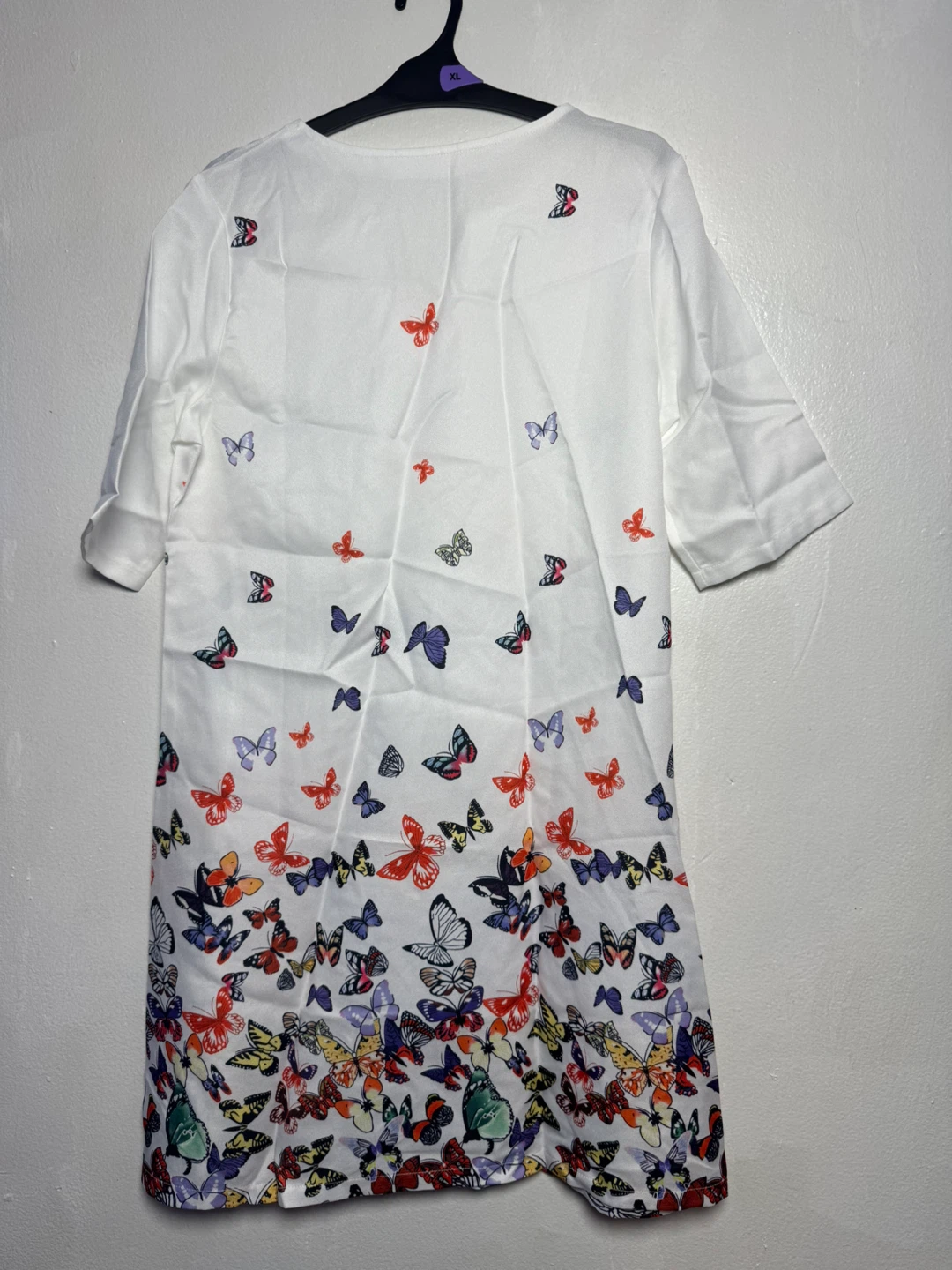 Women's White Butterfly Print Dress Size L - photo 2