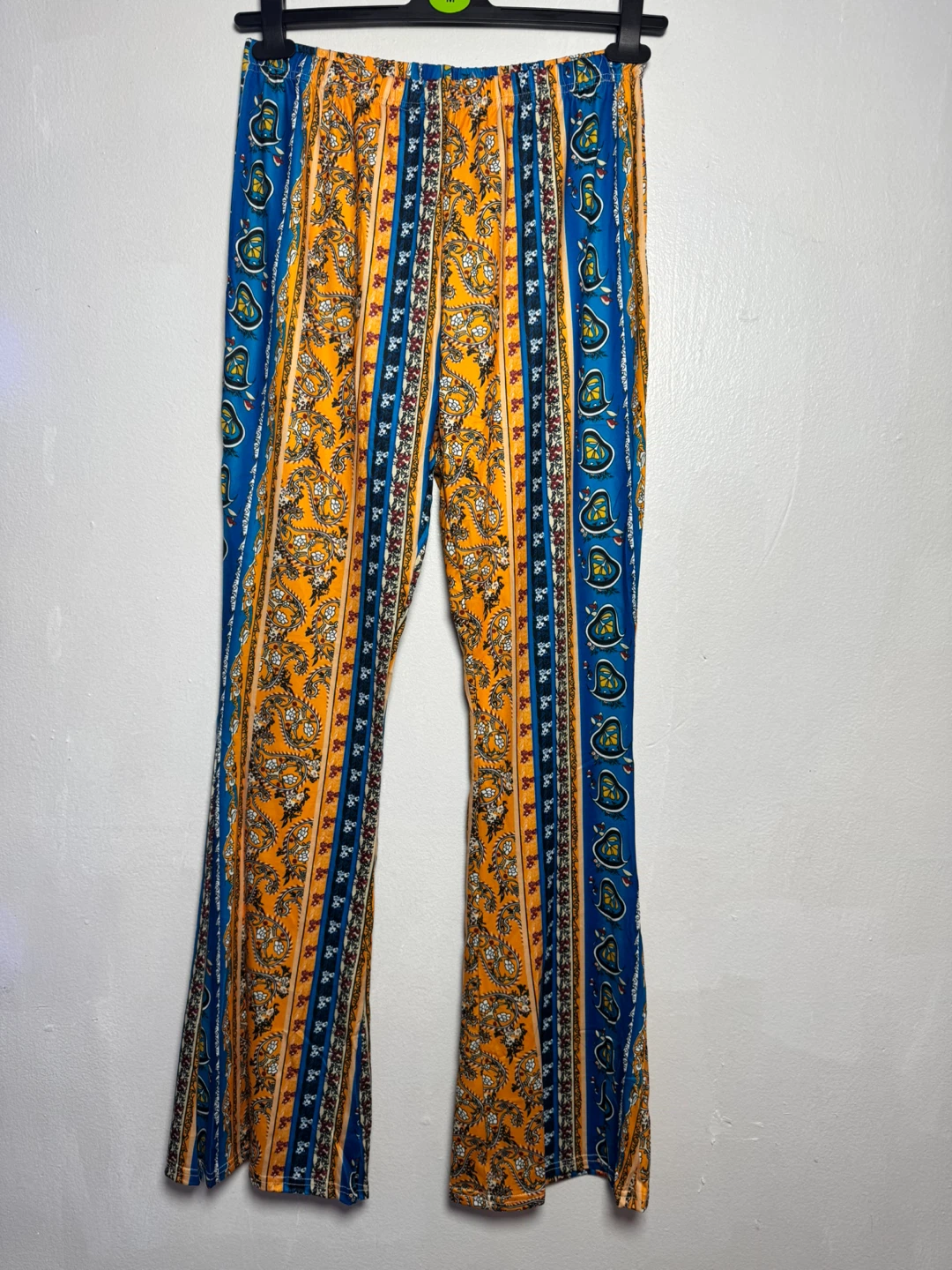 Boho Flare Pants - Orange/Blue Pattern - Size XXL