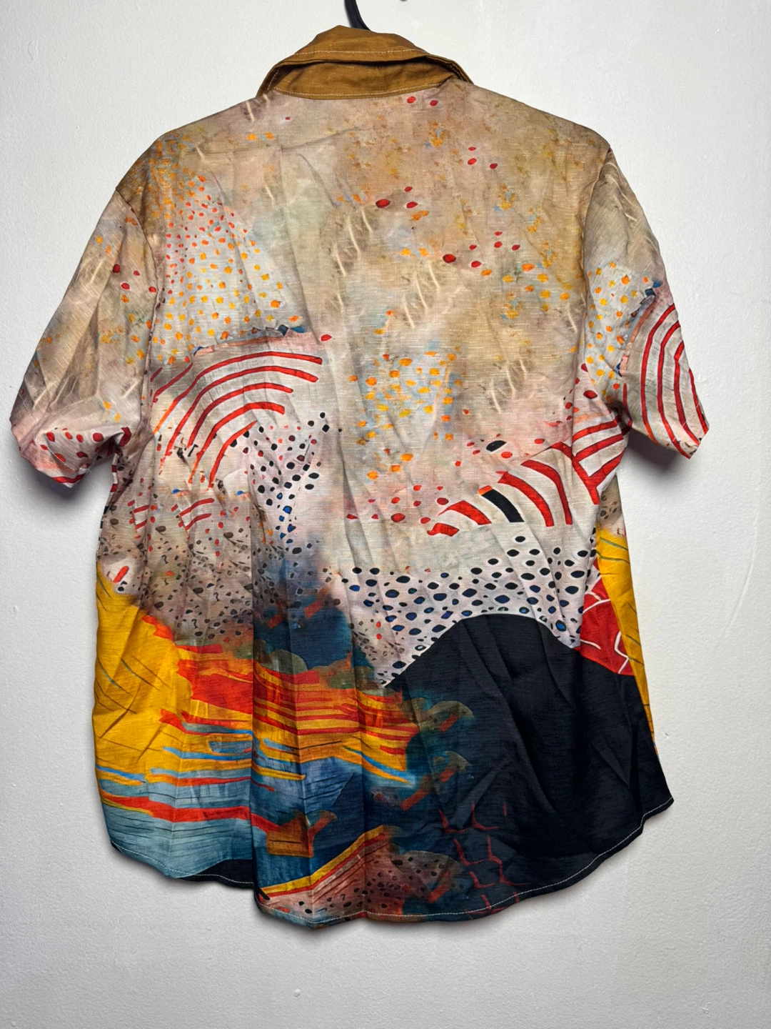 Artistic Print Short Sleeve Button-Up Shirt - Size M - photo 2