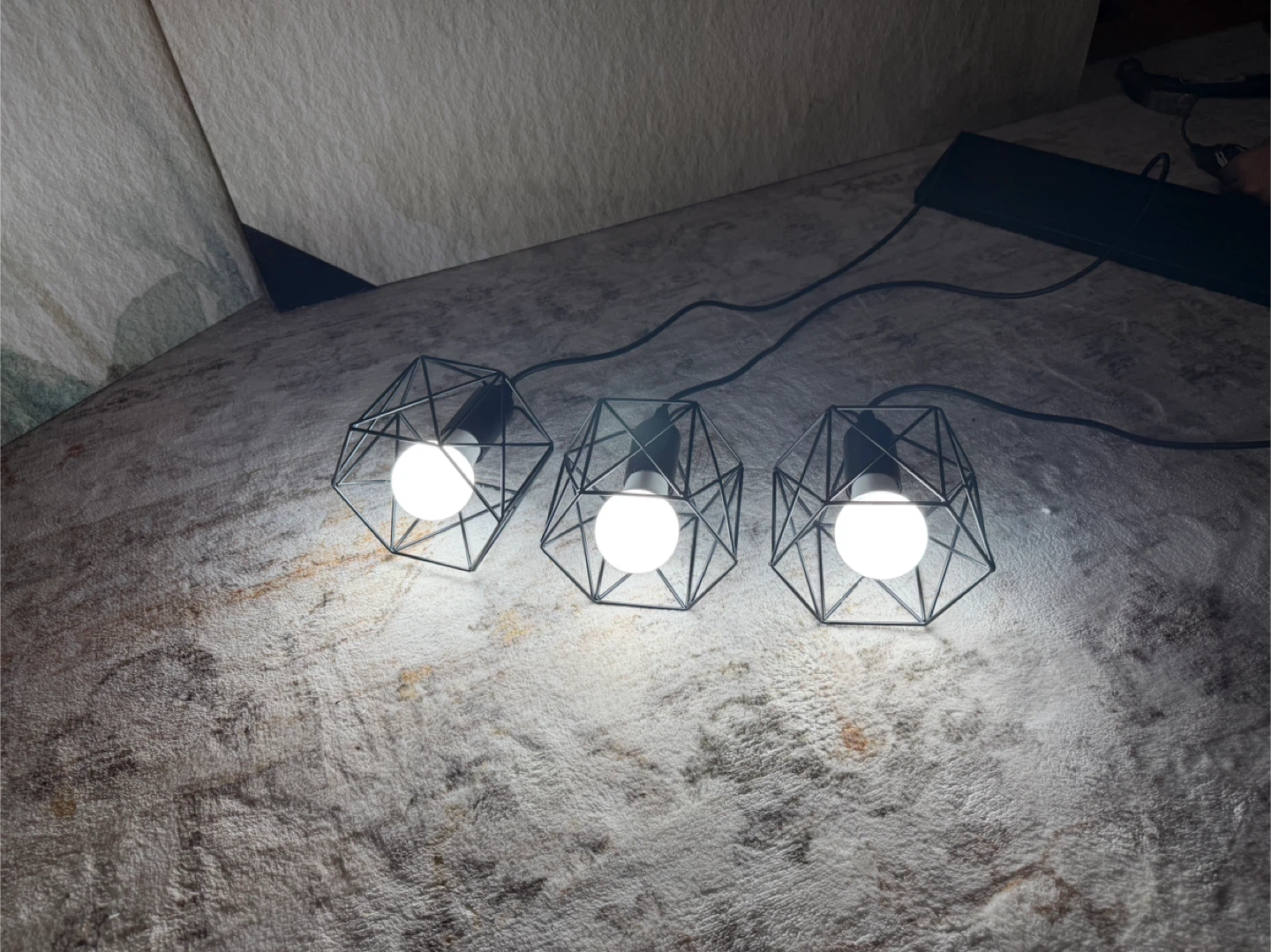 Pendant Light Fixture - Black Geometric Cage Design - photo 4