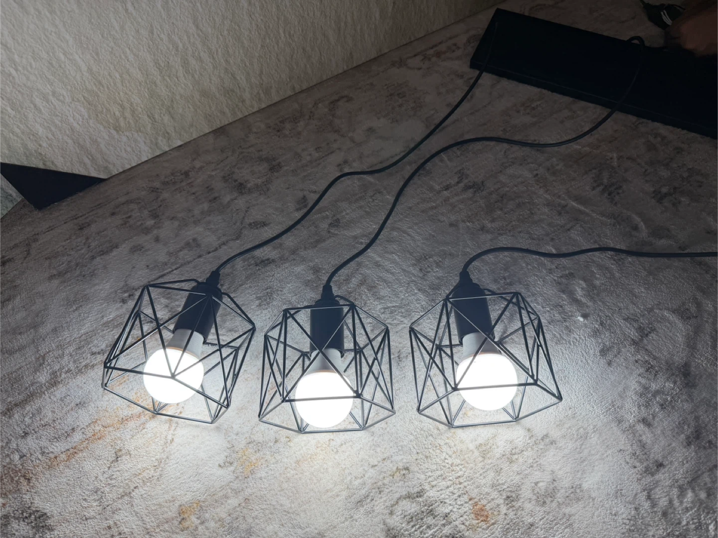 Pendant Light Fixture - Black Geometric Cage Design - photo 3