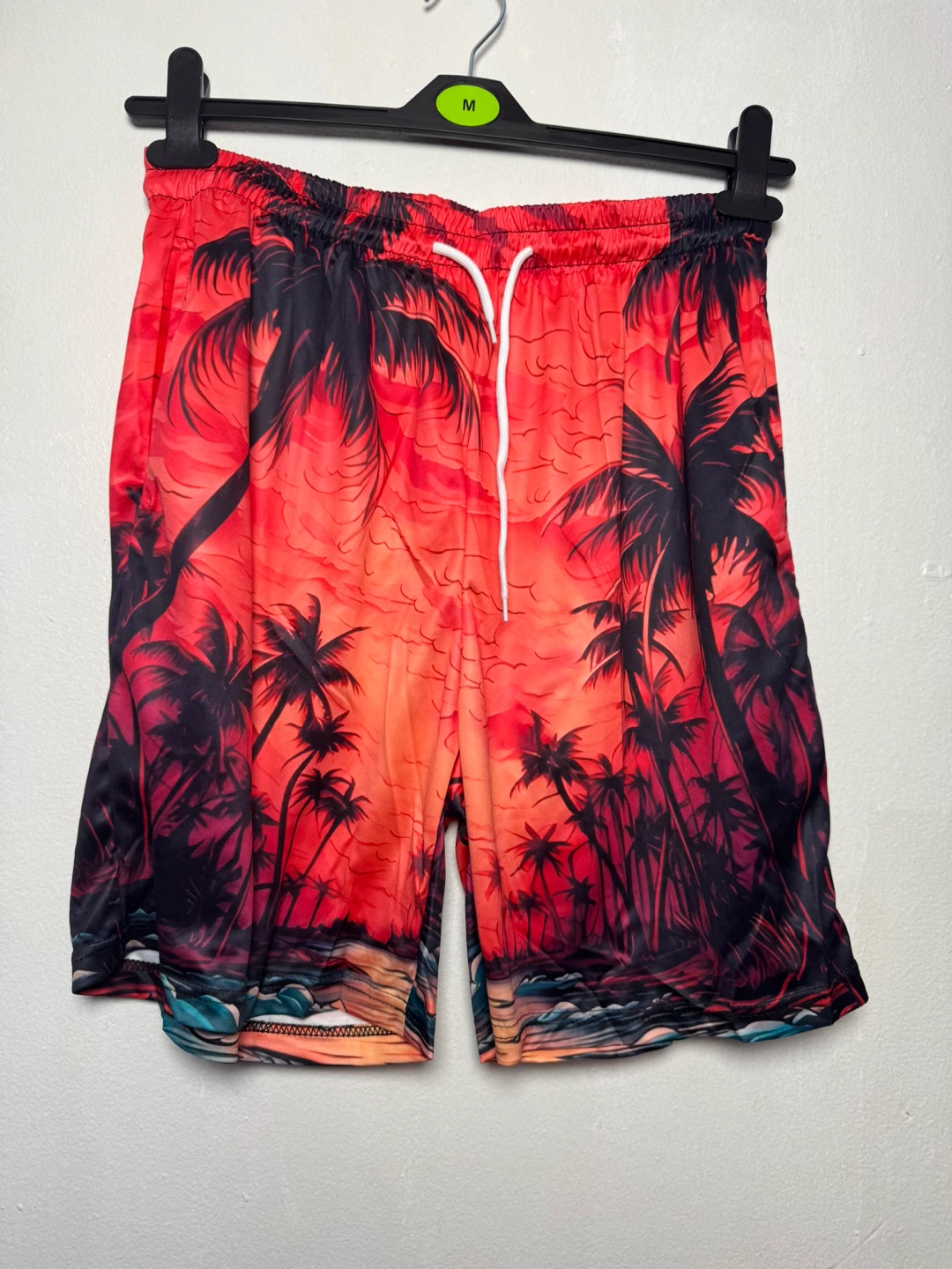 Men's Palm Tree Sunset Print Shorts Size M