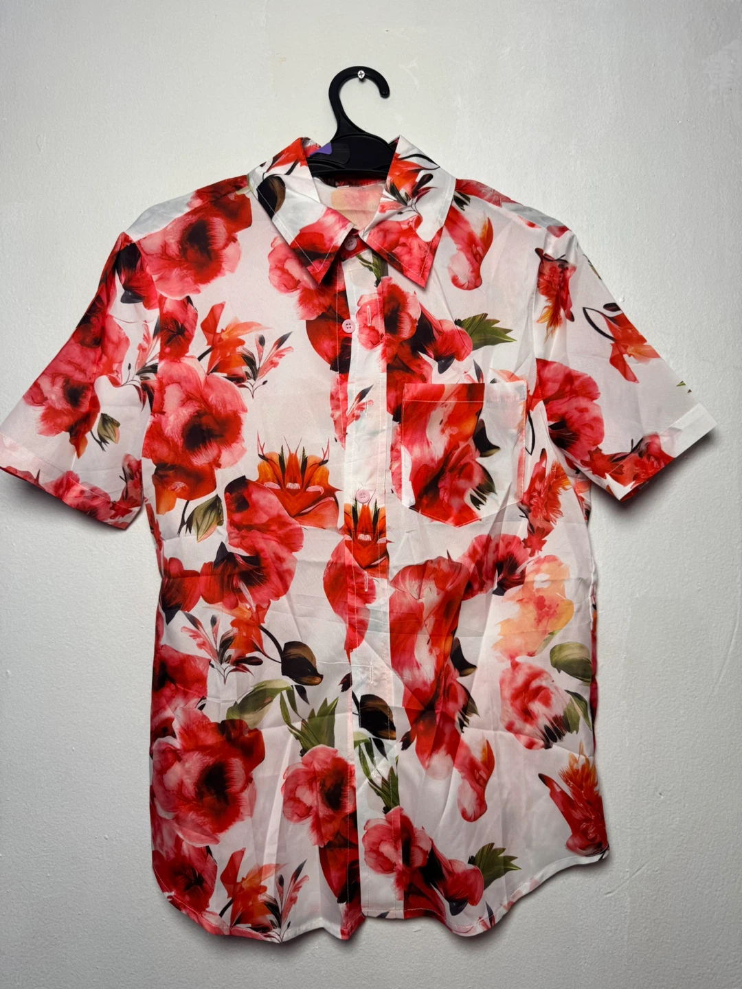 Short Sleeve Floral Button-Up Shirt Size S