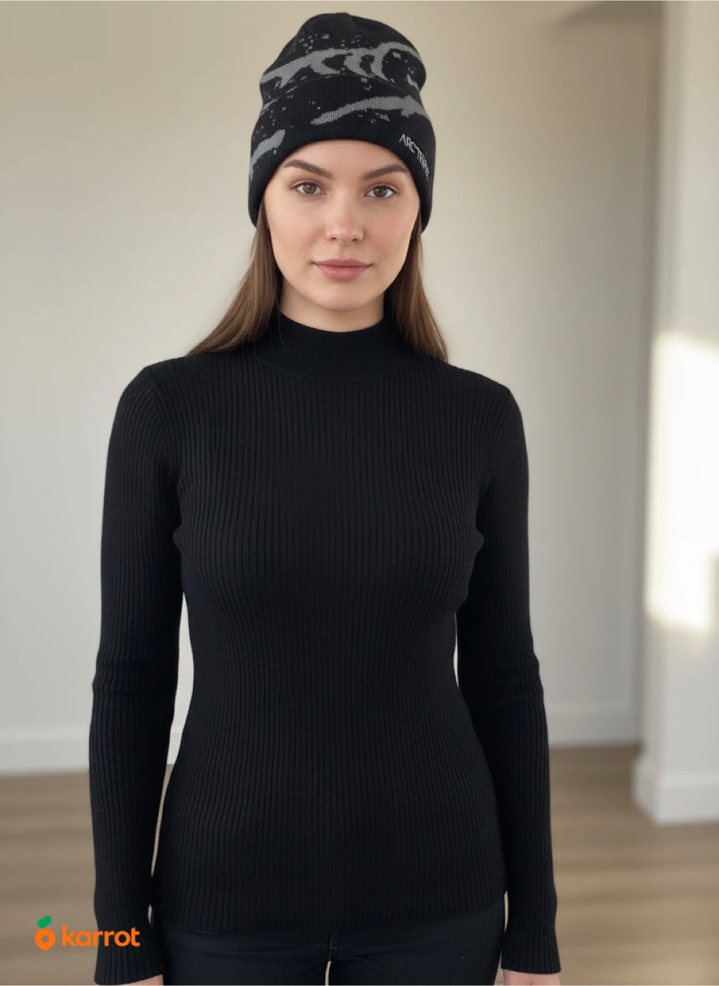 Black Mock Neck Ribbed Sweater