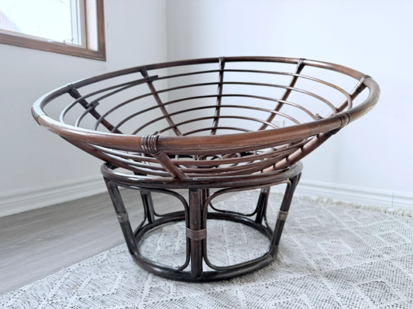 Rattan Papasan Chair with Yellow Cushion - photo 2