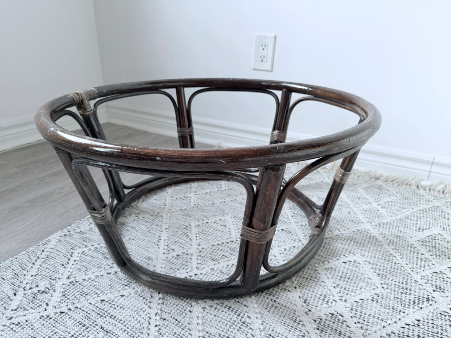 Rattan Papasan Chair with Yellow Cushion - photo 3