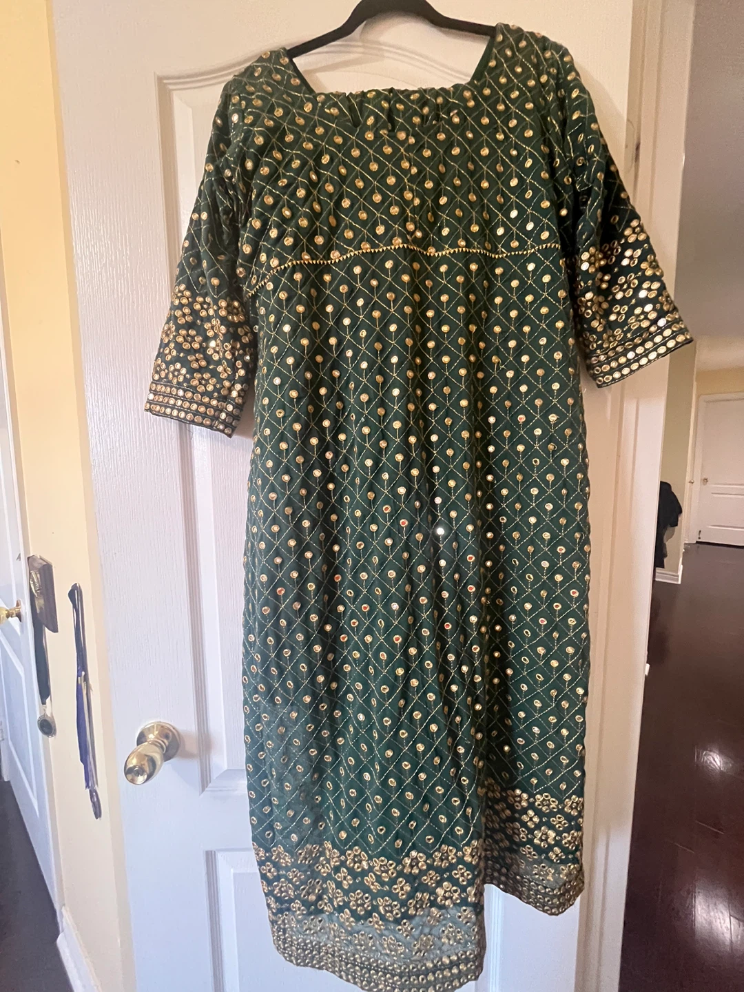 Green Embroidered Kurti and Palazzo Pants Set
