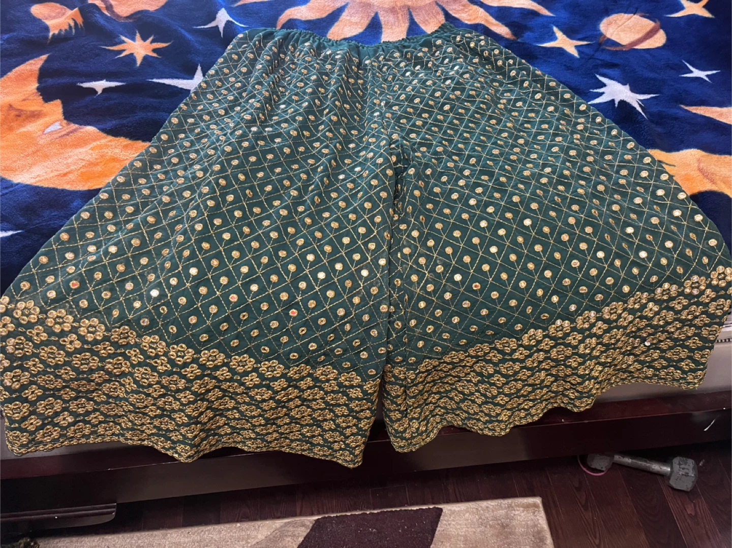 Green Embroidered Kurti and Palazzo Pants Set - photo 4