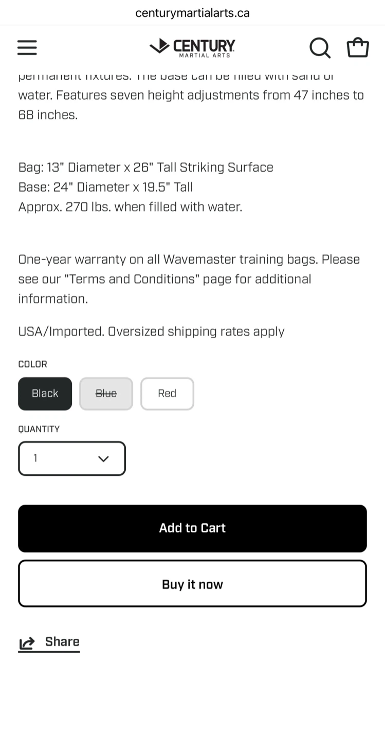 Century Wavemaster Original Freestanding Punching Bag - photo 5